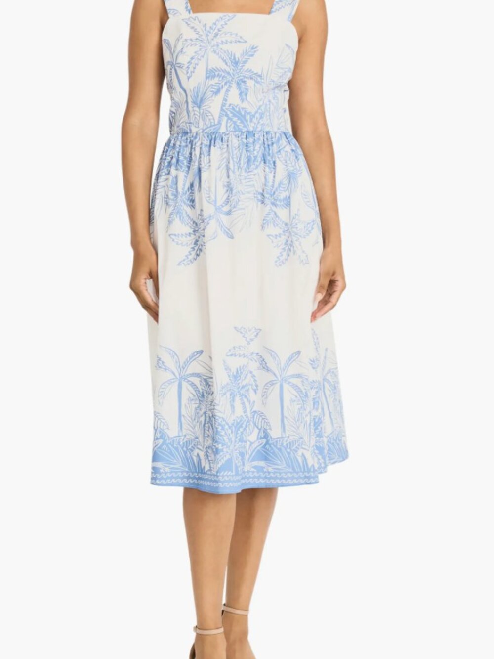 Maggie London Palm Print Cotton Stretch Sundress NWT